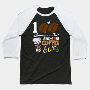 100 Days of Coffee 100th Day of School Teacher Student 2024 Baseball T-Shirt